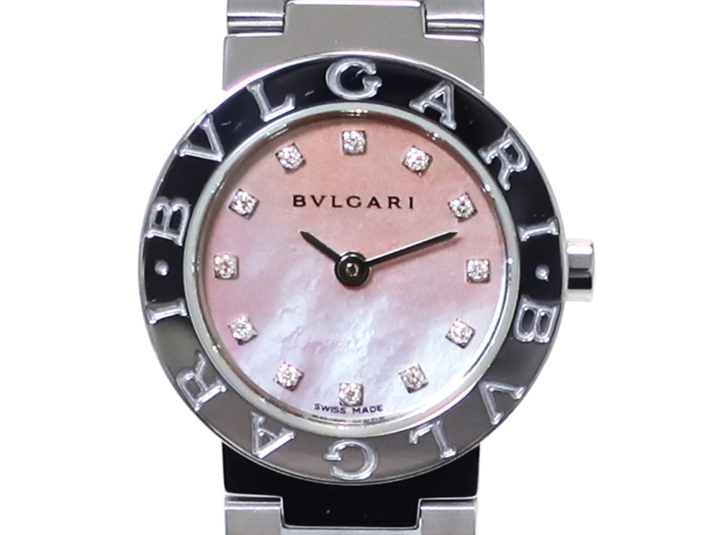 BVLGARI ブルガリ BVLGARI BB23SG ブルガリブルガリ 12Pダイヤ K18PG/SS シェル文字盤 クォーツ レディース _777357