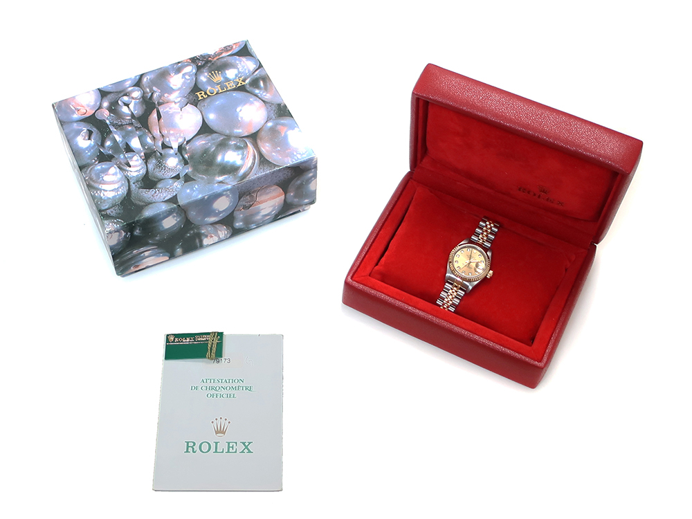 ロレックス デイトジャスト レディース シャンパンゴールド 10Pダイヤモンド 79173G 付属品