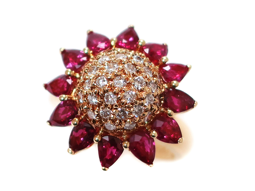 ジュエリー イエローゴールド ルビー ダイヤモンド リング ルビー2.25ct ダイヤ0.48ct 9.9g トップ