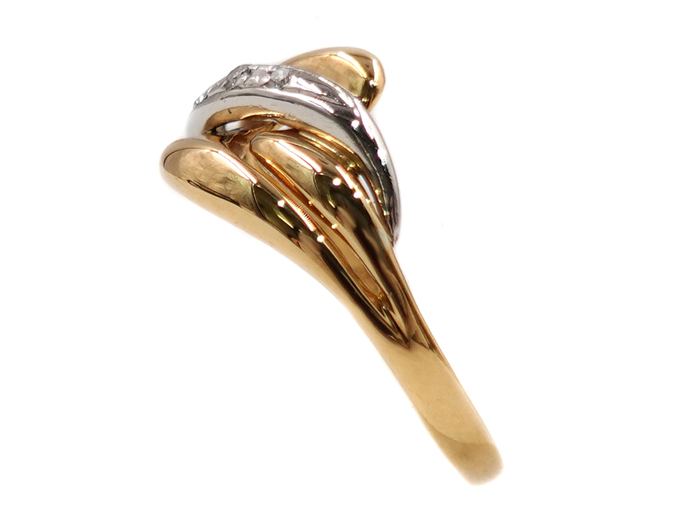 ジュエリー イエローゴールド×プラチナ コンビ ダイヤモンド リング ダイヤ0.03ct 2.5g 側面01