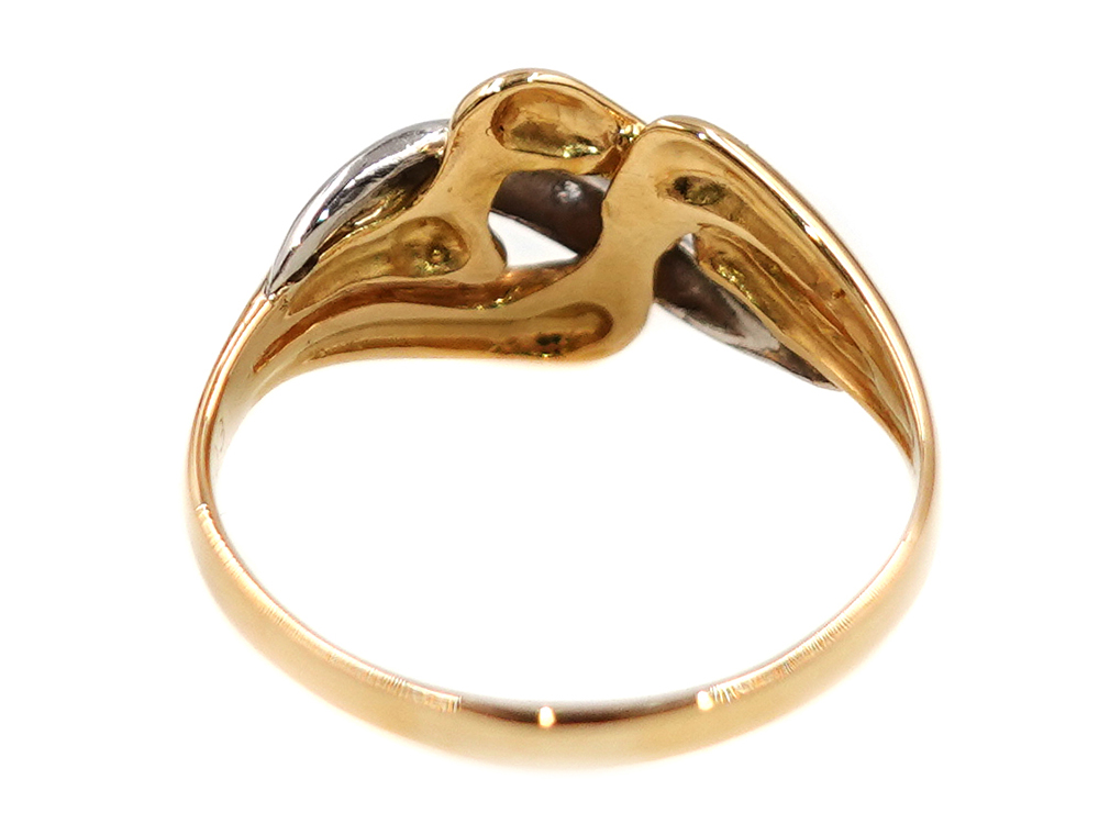 ジュエリー イエローゴールド×プラチナ コンビ ダイヤモンド リング ダイヤ0.03ct 2.5g 背面