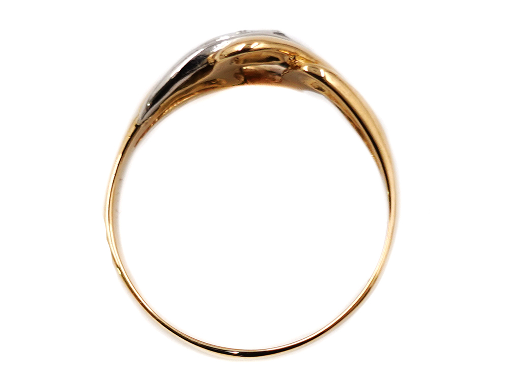 ジュエリー イエローゴールド×プラチナ コンビ ダイヤモンド リング ダイヤ0.03ct 2.5g 上面