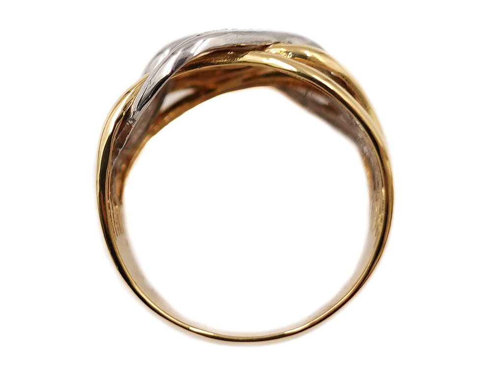 ジュエリー イエローゴールド×プラチナ コンビ ダイヤモンド リング ダイヤ0.03ct 6.5g 上面