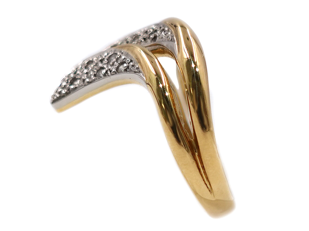 ジュエリー イエローゴールド×プラチナ コンビ ダイヤモンド リング ダイヤ0.05ct 4.1g 側面01