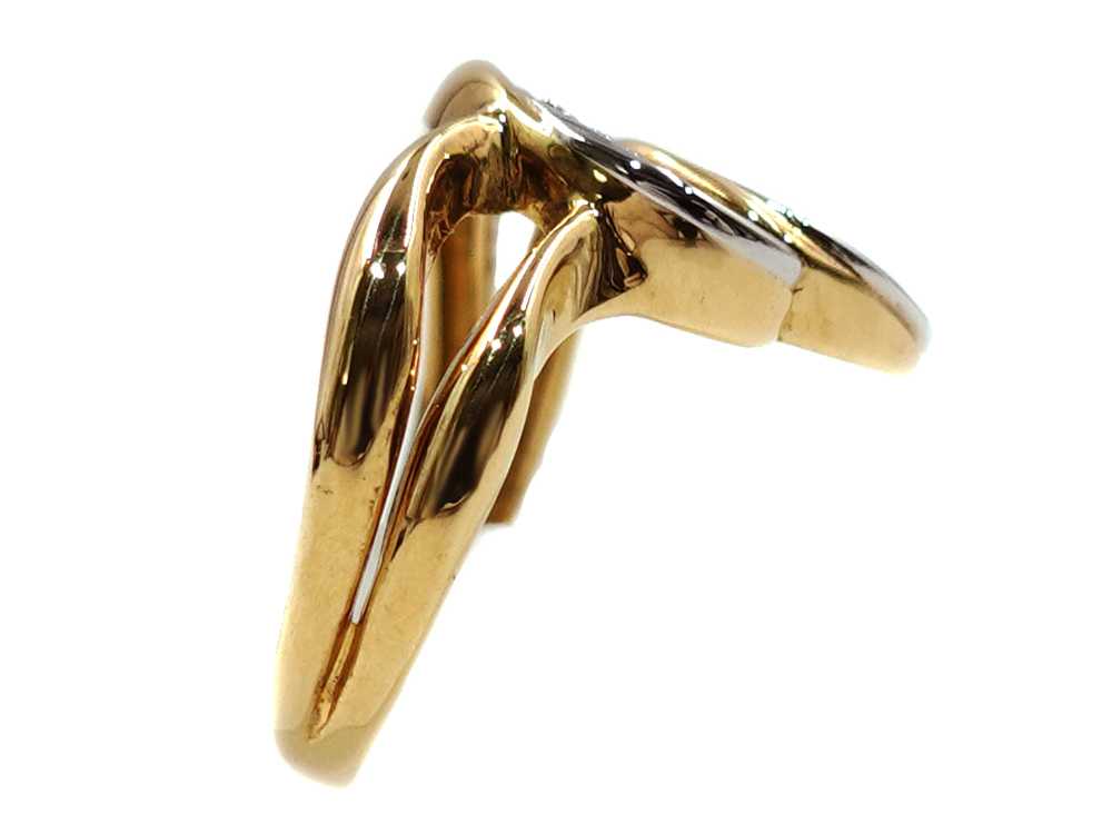 ジュエリー イエローゴールド×プラチナ コンビ ダイヤモンド リング ダイヤ0.05ct 4.1g 側面02