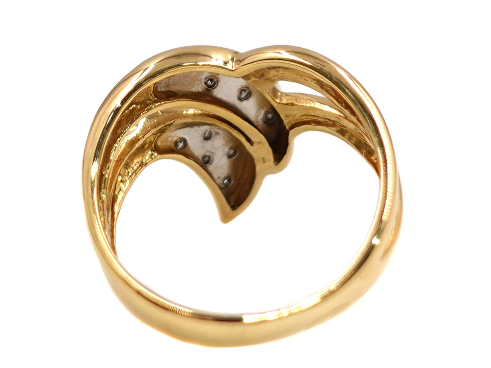 ジュエリー イエローゴールド×プラチナ コンビ ダイヤモンド リング ダイヤ0.05ct 4.1g 背面
