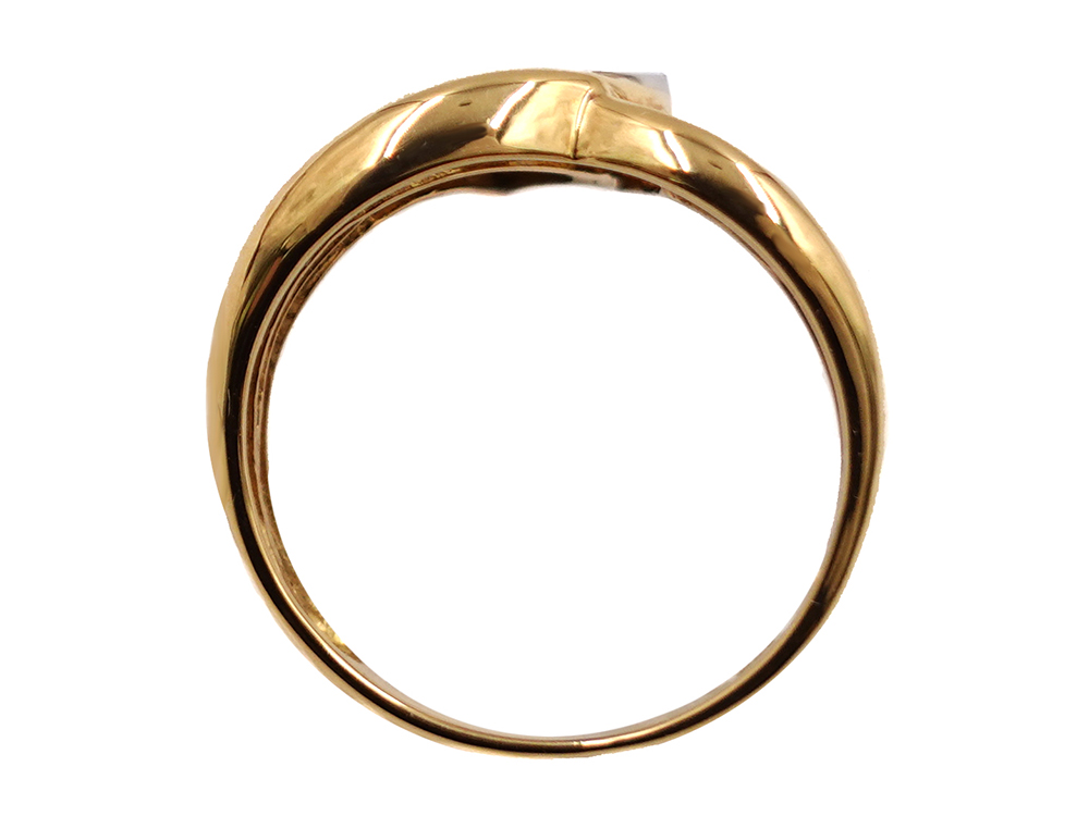 ジュエリー イエローゴールド×プラチナ コンビ ダイヤモンド リング ダイヤ0.05ct 4.1g 上面