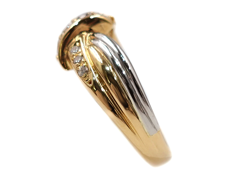 ジュエリー イエローゴールド×プラチナ コンビ ダイヤモンド リング ダイヤ0.23ct 5.1g 側面01