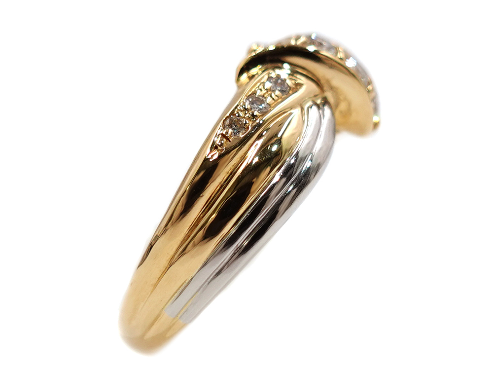 ジュエリー イエローゴールド×プラチナ コンビ ダイヤモンド リング ダイヤ0.23ct 5.1g 側面02