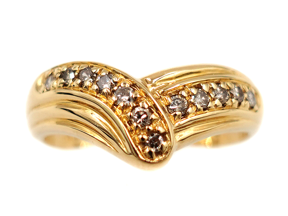 ジュエリー イエローゴールド ダイヤモンド リング ダイヤ0.17ct 2.9g 正面