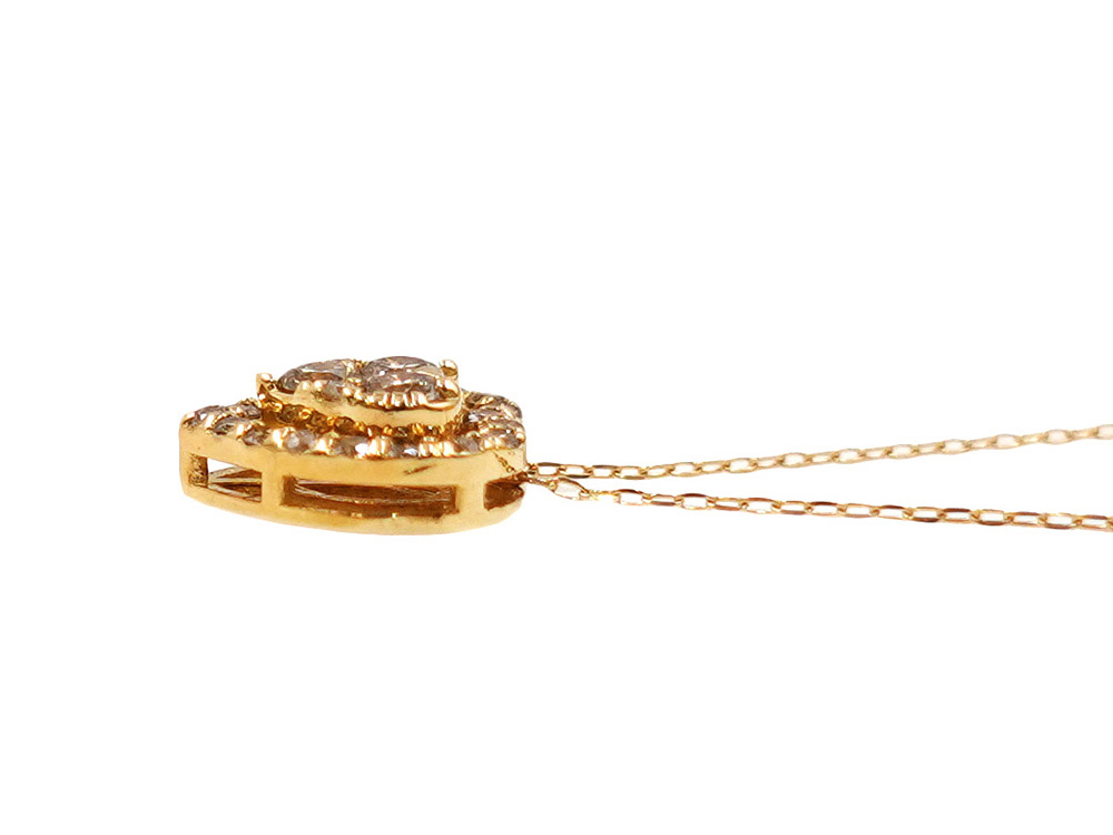 ジュエリー イエローゴールド ダイヤモンド ハート ネックレス ダイヤ0.30ct 側面