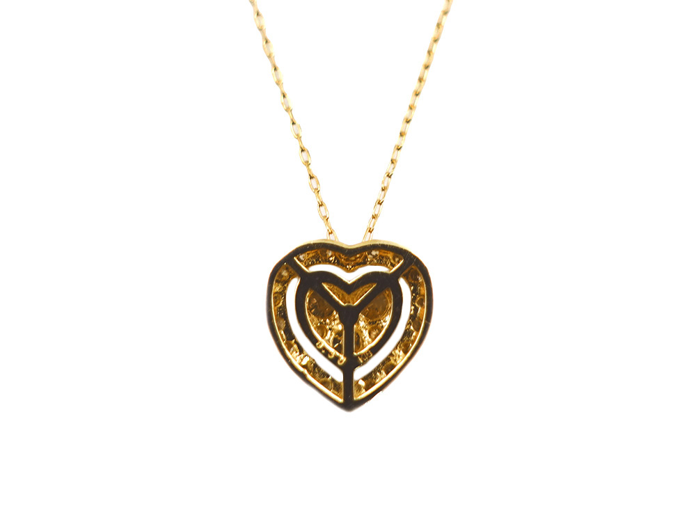 ジュエリー イエローゴールド ダイヤモンド ハート ネックレス ダイヤ0.30ct 背面