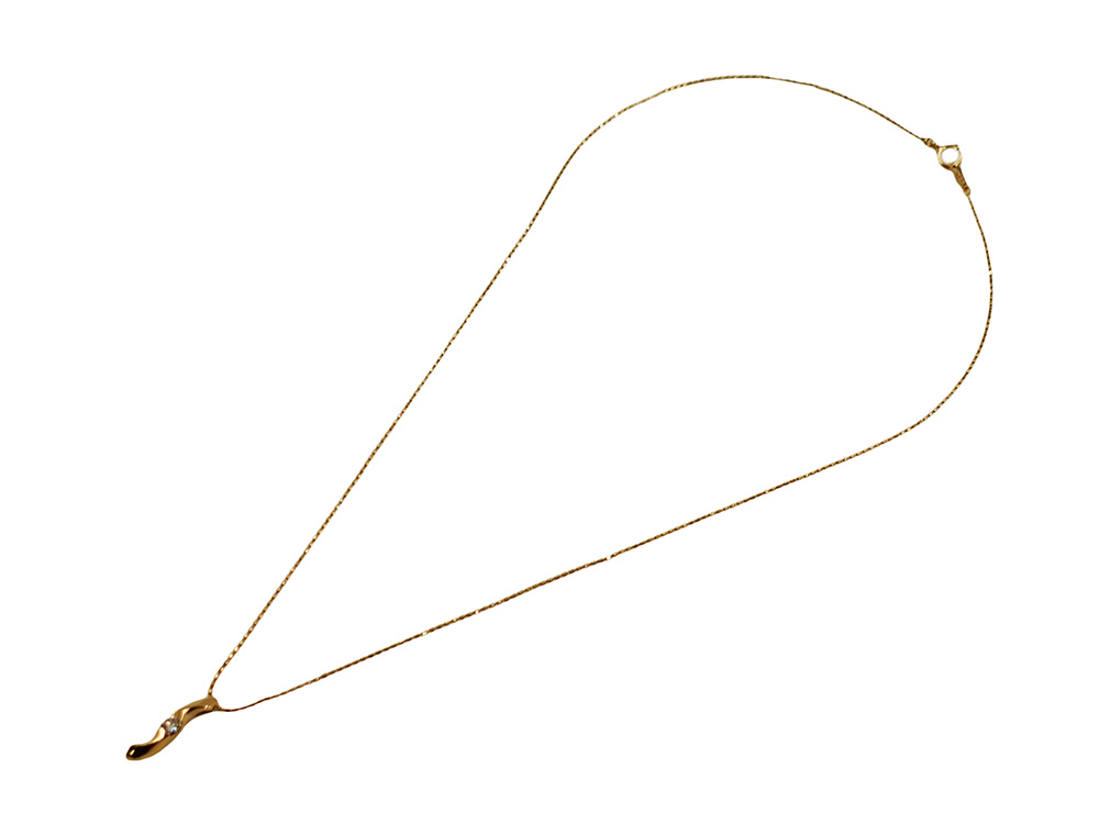 ジュエリー イエローゴールド ダイヤモンド ネックレス ダイヤ0.10ct 上面