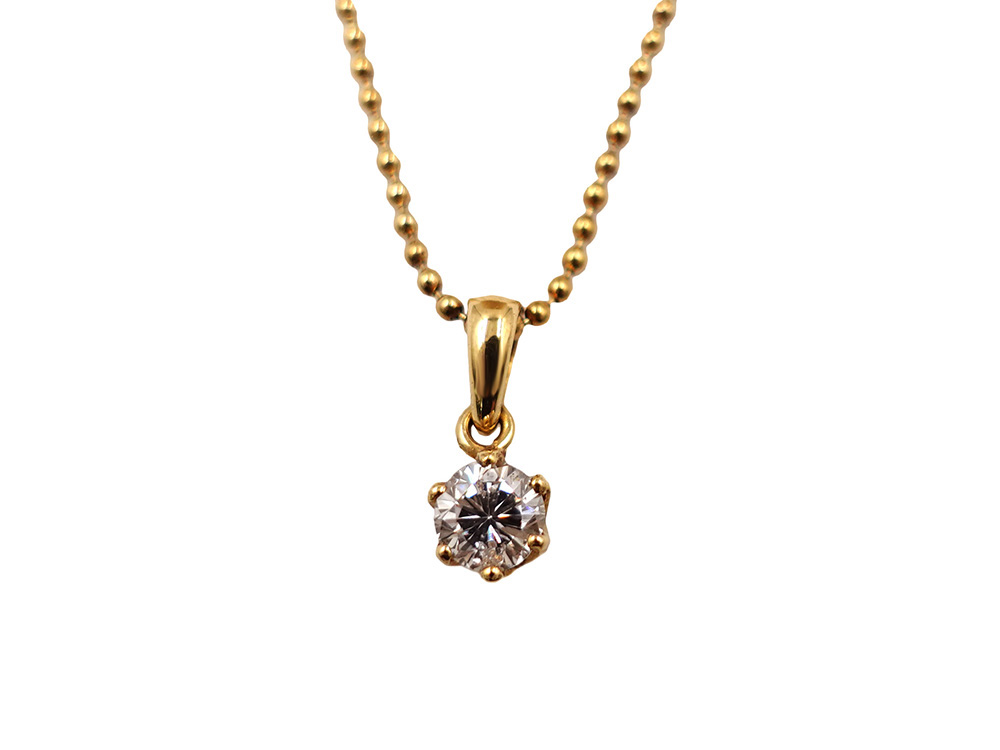 ジュエリー イエローゴールド ダイヤモンド ネックレス ダイヤ0.33ct 正面