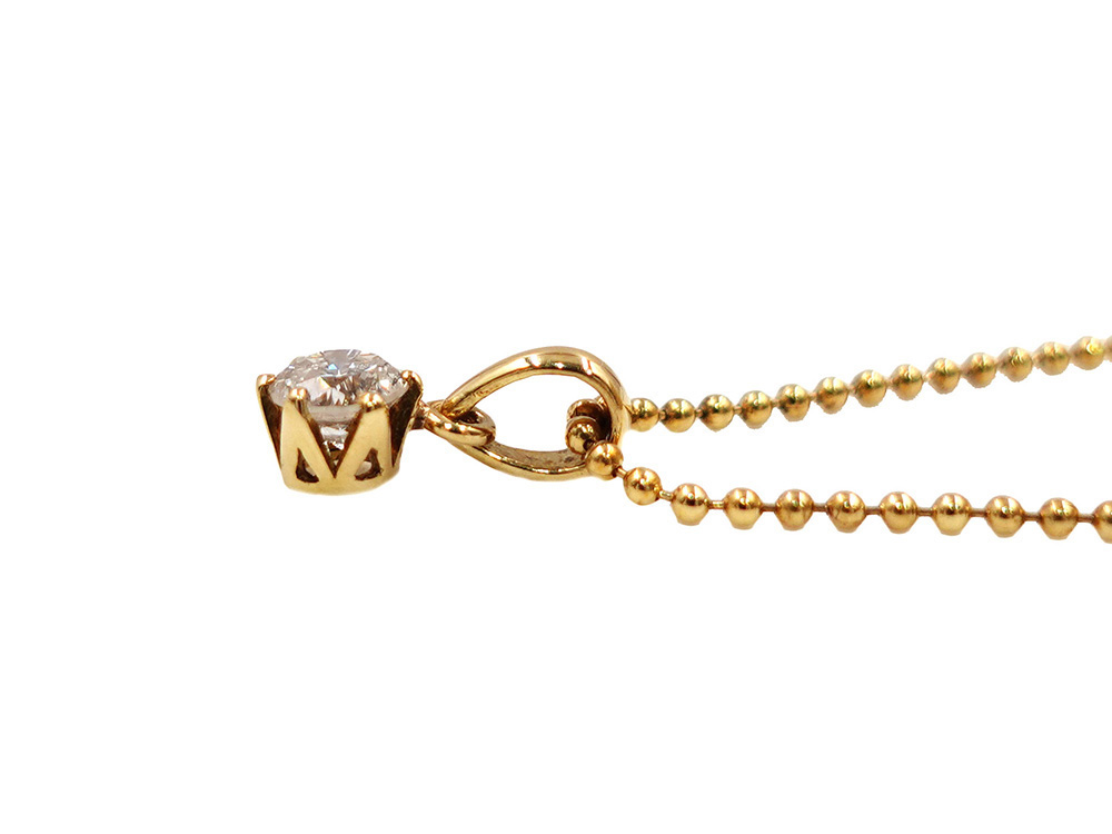 ジュエリー イエローゴールド ダイヤモンド ネックレス ダイヤ0.33ct 側面