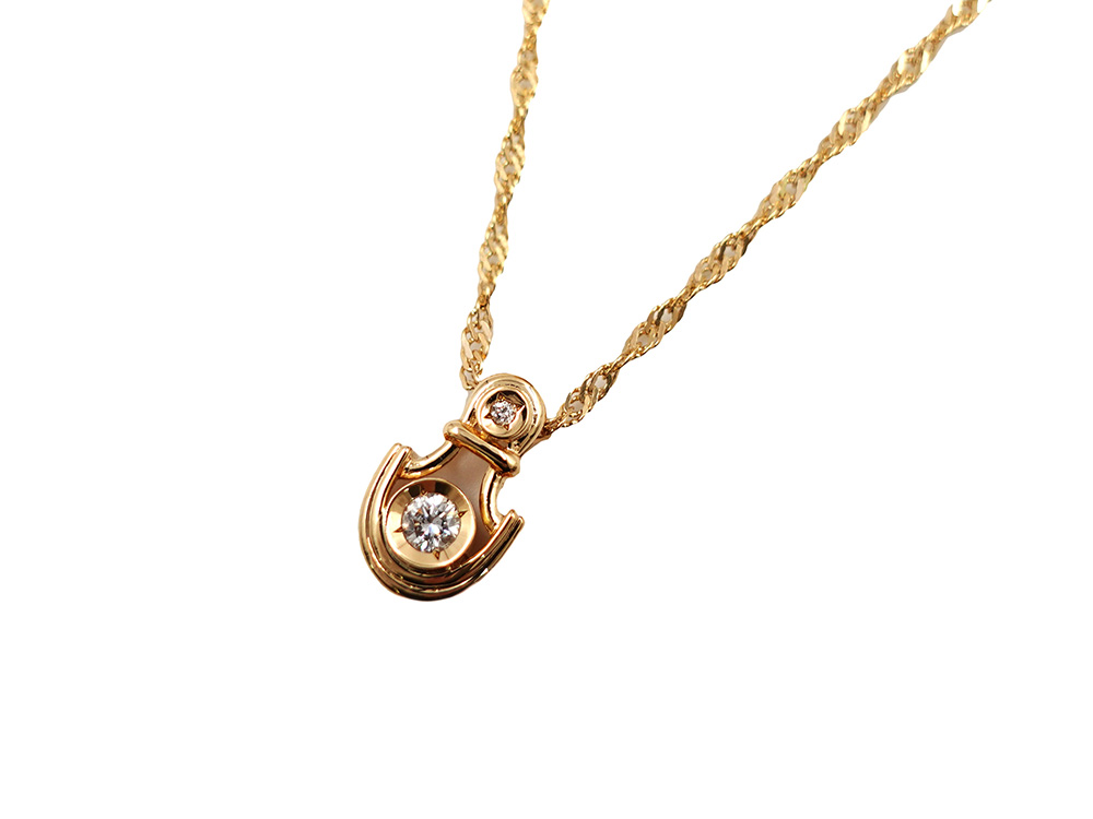 ジュエリー イエローゴールド ダイヤモンド ネックレス ダイヤ0.13ct トップ