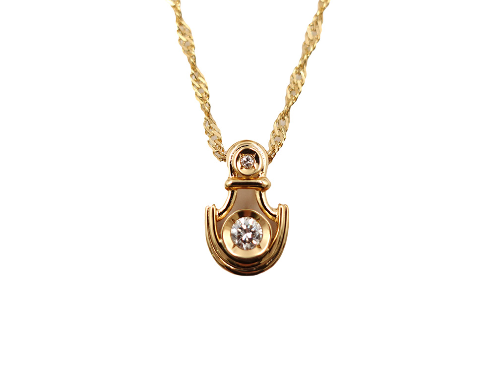 ジュエリー イエローゴールド ダイヤモンド ネックレス ダイヤ0.13ct 正面