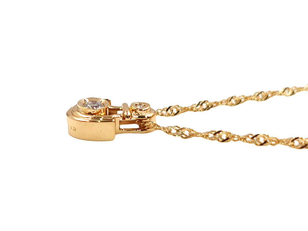 ジュエリー イエローゴールド ダイヤモンド ネックレス ダイヤ0.13ct 側面