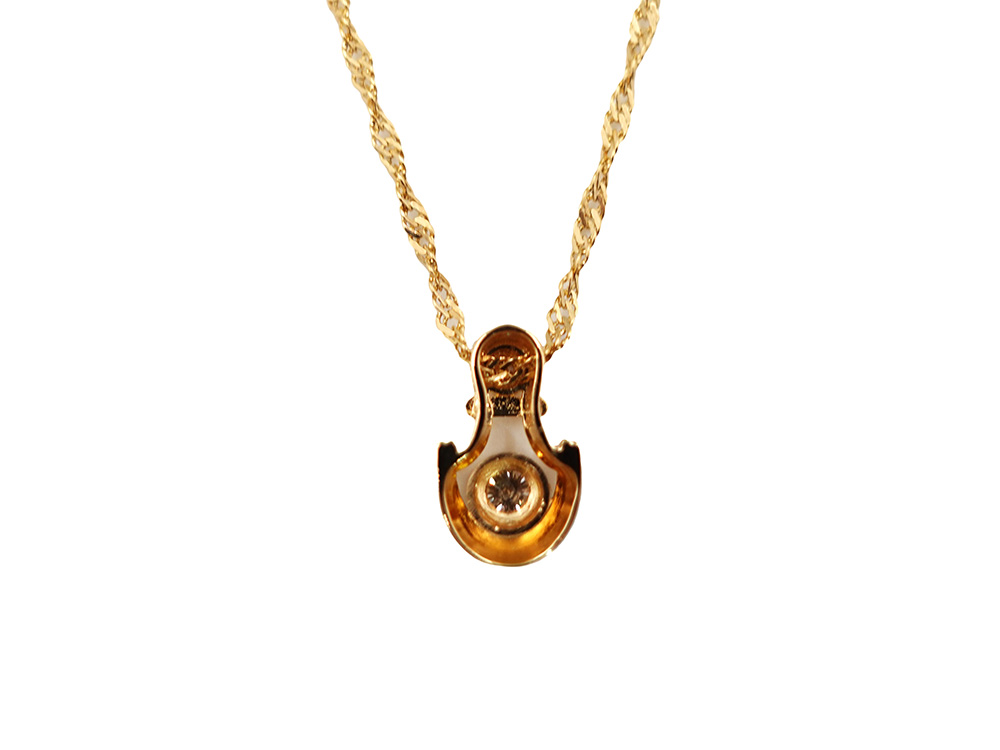 ジュエリー イエローゴールド ダイヤモンド ネックレス ダイヤ0.13ct 背面
