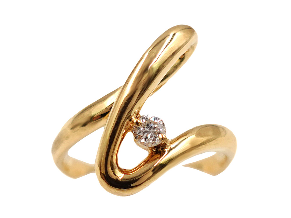 ジュエリー イエローゴールド ダイヤモンド リング ダイヤ0.10ct 5.4g 正面