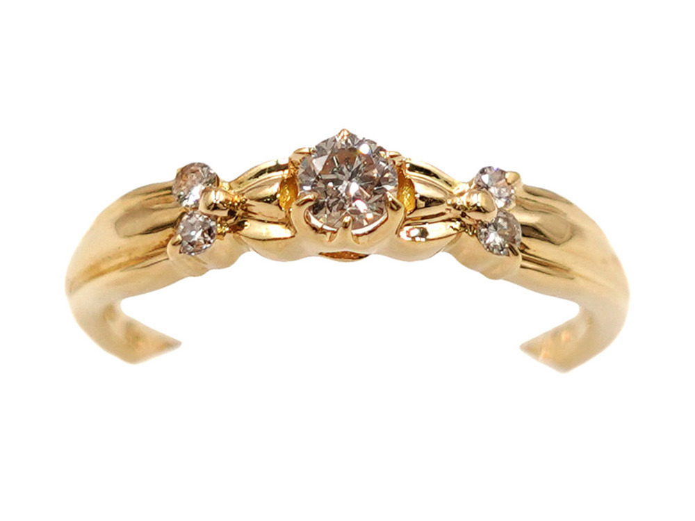 ジュエリー イエローゴールド ダイヤモンド リング ダイヤ0.17ct 1.9g 正面