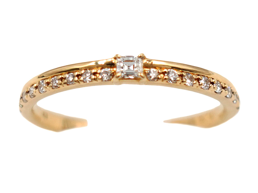 ジュエリー イエローゴールド ダイヤモンド リング ダイヤ0.12ct 1.8g 正面