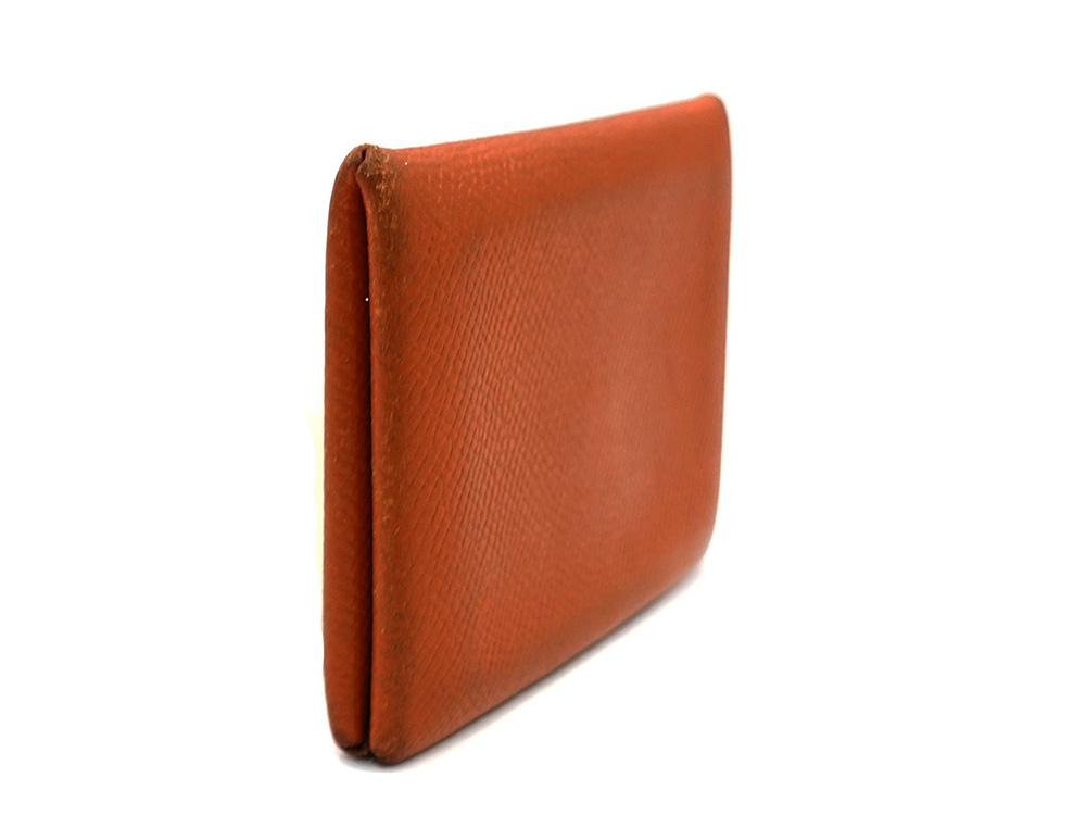 エルメス カルヴィ カードケース エプソン オレンジ系 側面