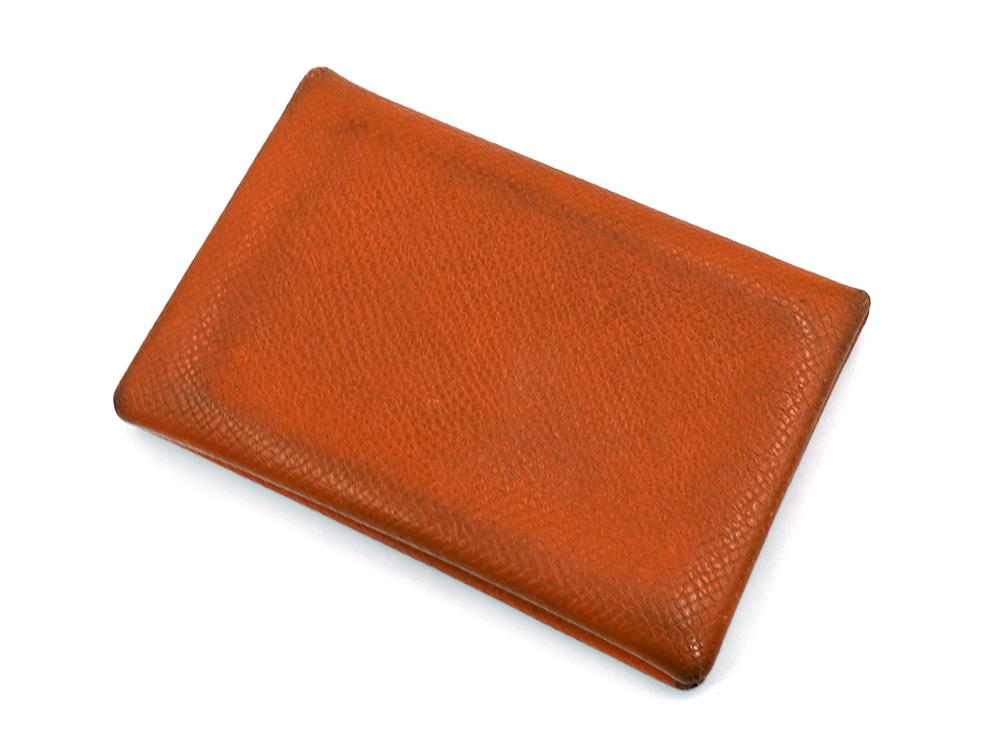 エルメス カルヴィ カードケース エプソン オレンジ系 上面