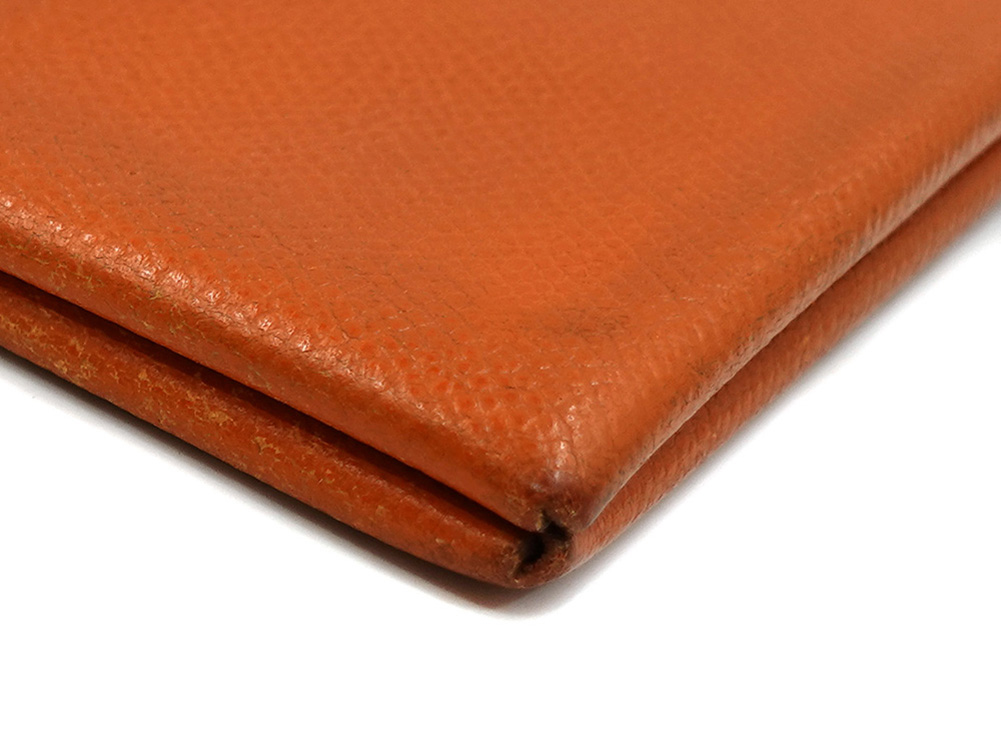 エルメス カルヴィ カードケース エプソン オレンジ系 外側ダメージ02