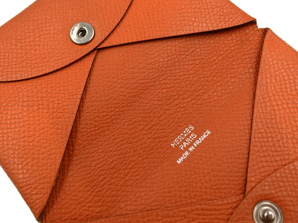 エルメス カルヴィ カードケース エプソン オレンジ系 内側ダメージ