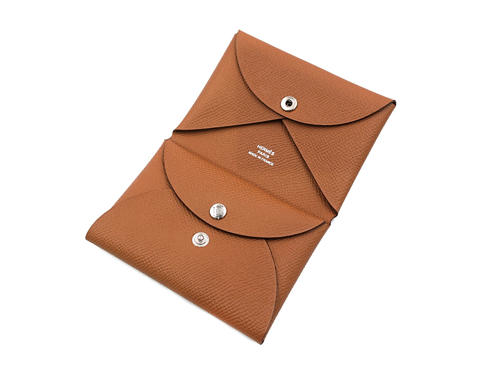 エルメス カルヴィ デュオ カード コインケース エプソン ゴールド 上面開