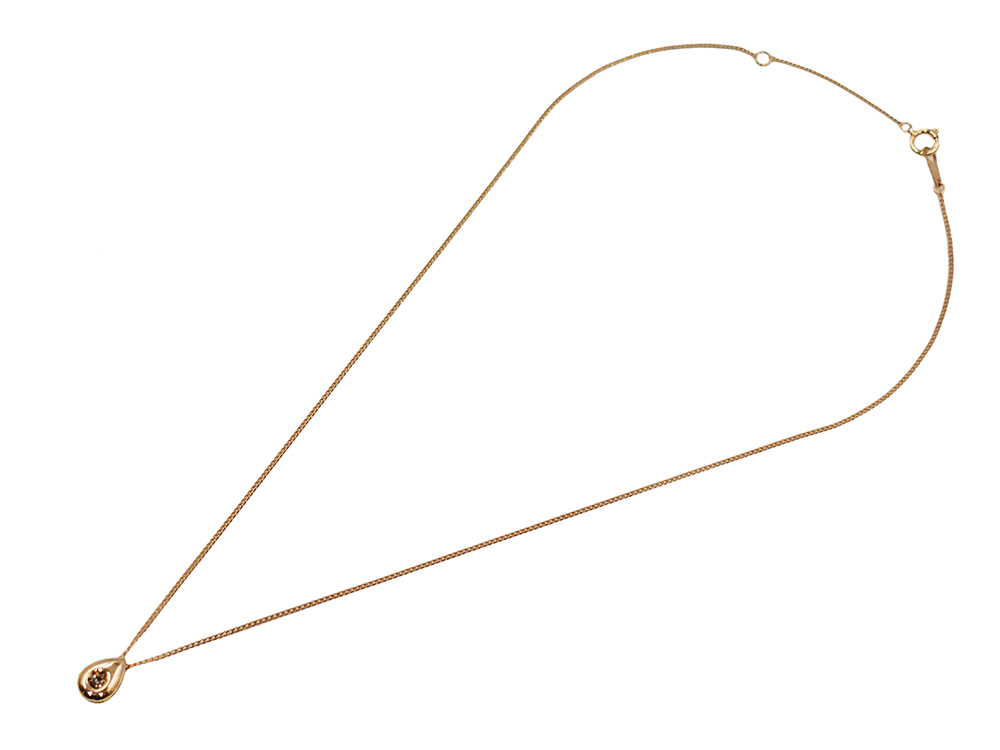 ジュエリー イエローゴールド ダイヤモンド ティアドロップ ネックレス ダイヤ0.05ct 上面