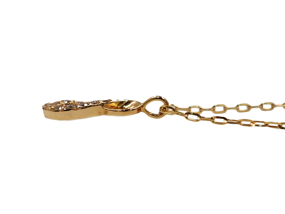 ジュエリー イエローゴールド ダイヤモンド インフィニティ ネックレス ダイヤ0.10ct 側面