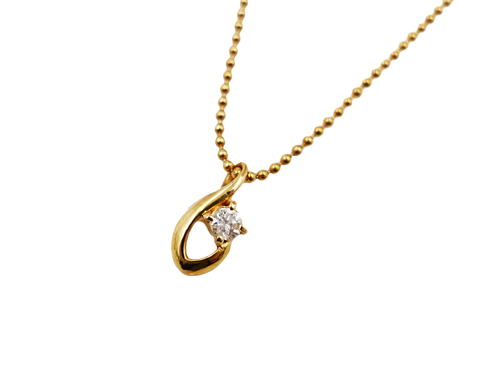 ジュエリー イエローゴールド ダイヤモンド ネックレス ダイヤ0.10ct トップ