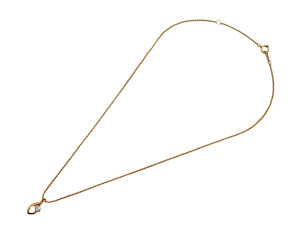 ジュエリー イエローゴールド ダイヤモンド ネックレス ダイヤ0.10ct 上面