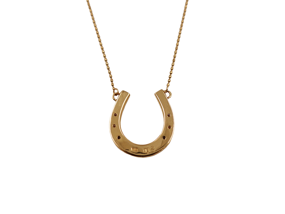 ジュエリー イエローゴールド ダイヤモンド ホースシュー ネックレス ダイヤ0.12ct 背面