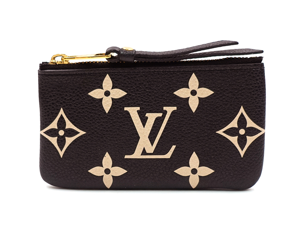 ルイヴィトン バイカラーモノグラム・アンプラント ポシェット・クレ ブラック×ベージュ キー・コインケース M80885 CT3283 正面