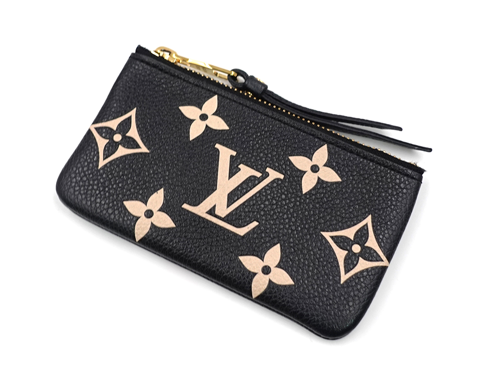 ルイヴィトン バイカラーモノグラム・アンプラント ポシェット・クレ ブラック×ベージュ キー・コインケース M80885 CT3283 上面