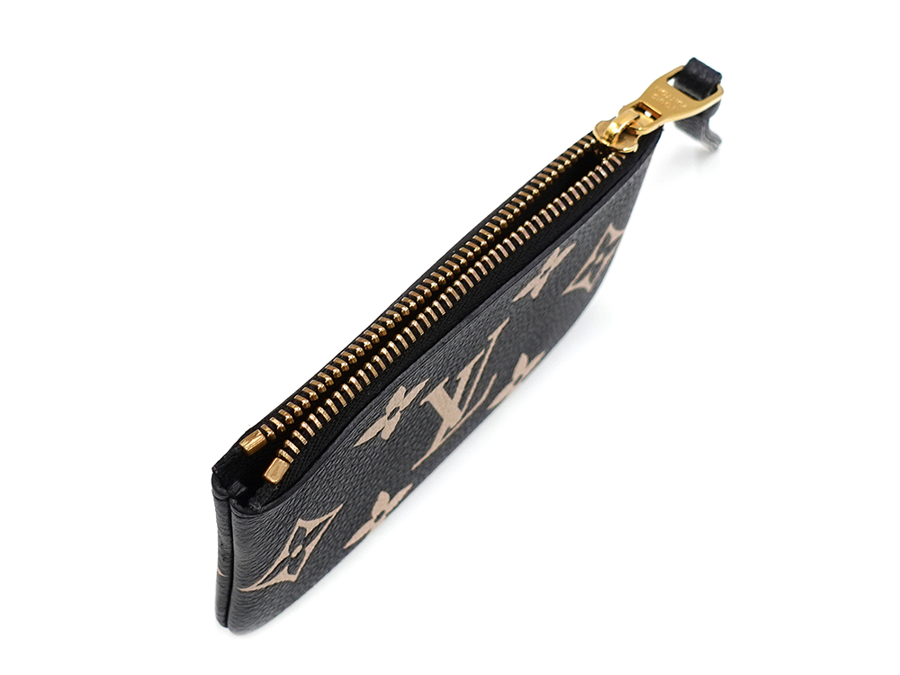 ルイヴィトン バイカラーモノグラム・アンプラント ポシェット・クレ ブラック×ベージュ キー・コインケース M80885 CT3283 開口部開