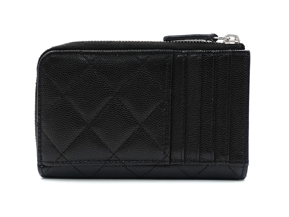 シャネル ジップ カードケース ブラック AP3836 背面