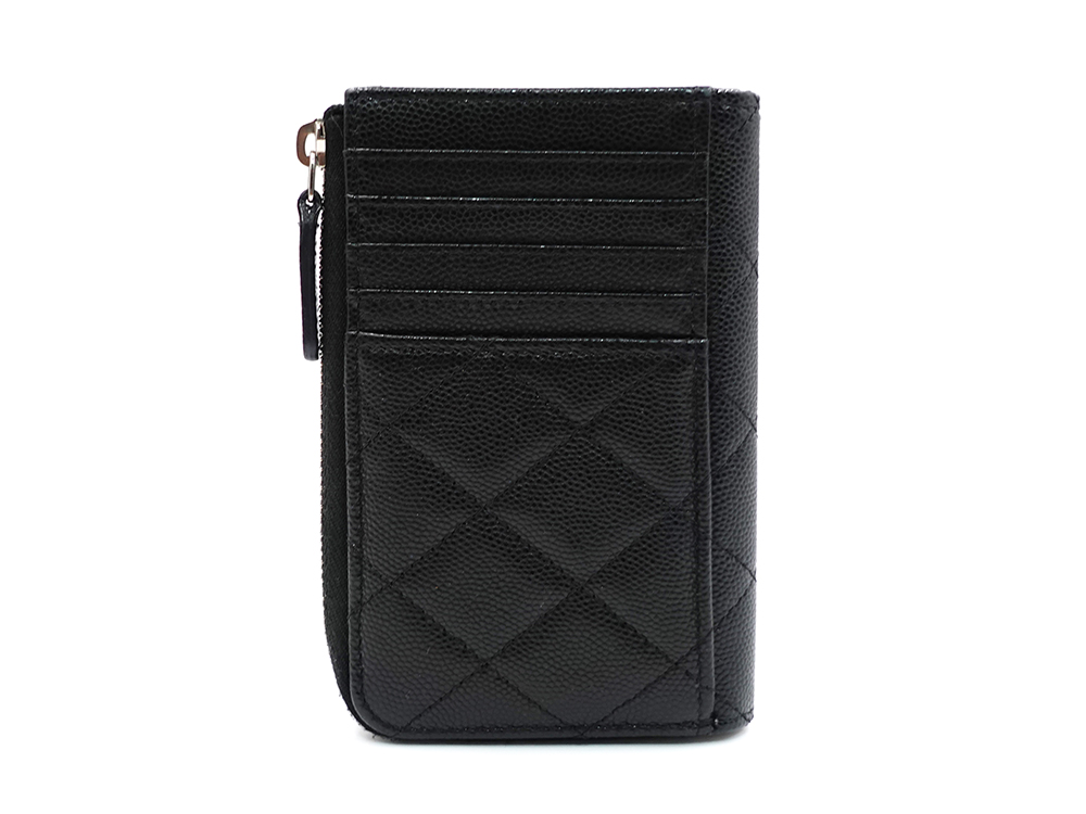 シャネル ジップ カードケース ブラック AP3836 立面