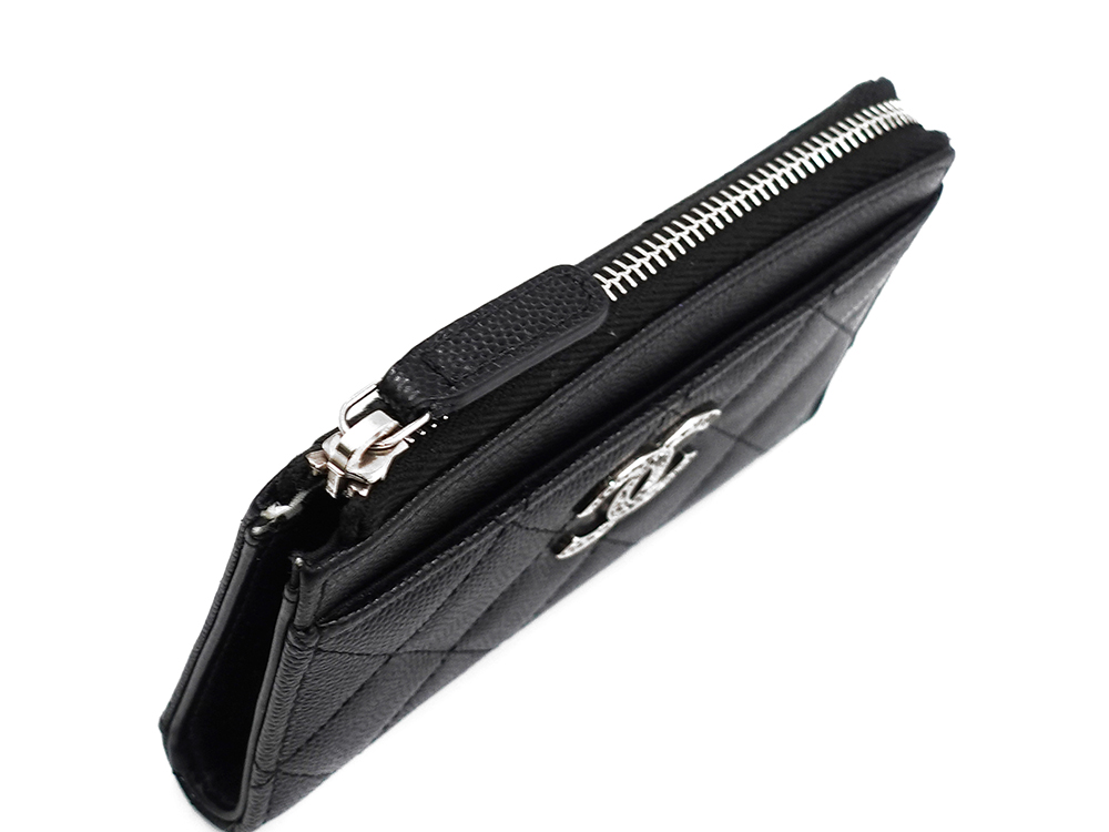シャネル ジップ カードケース ブラック AP3836 開口部閉
