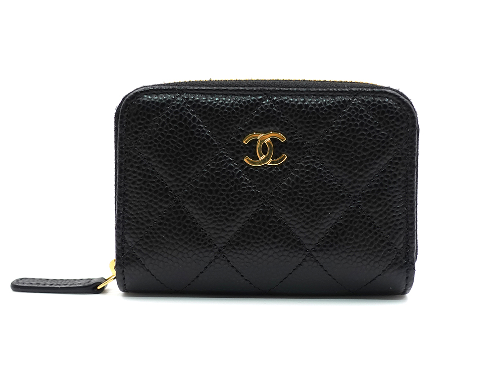 シャネル クラシック ジップ コインパース ブラック AP0216 正面