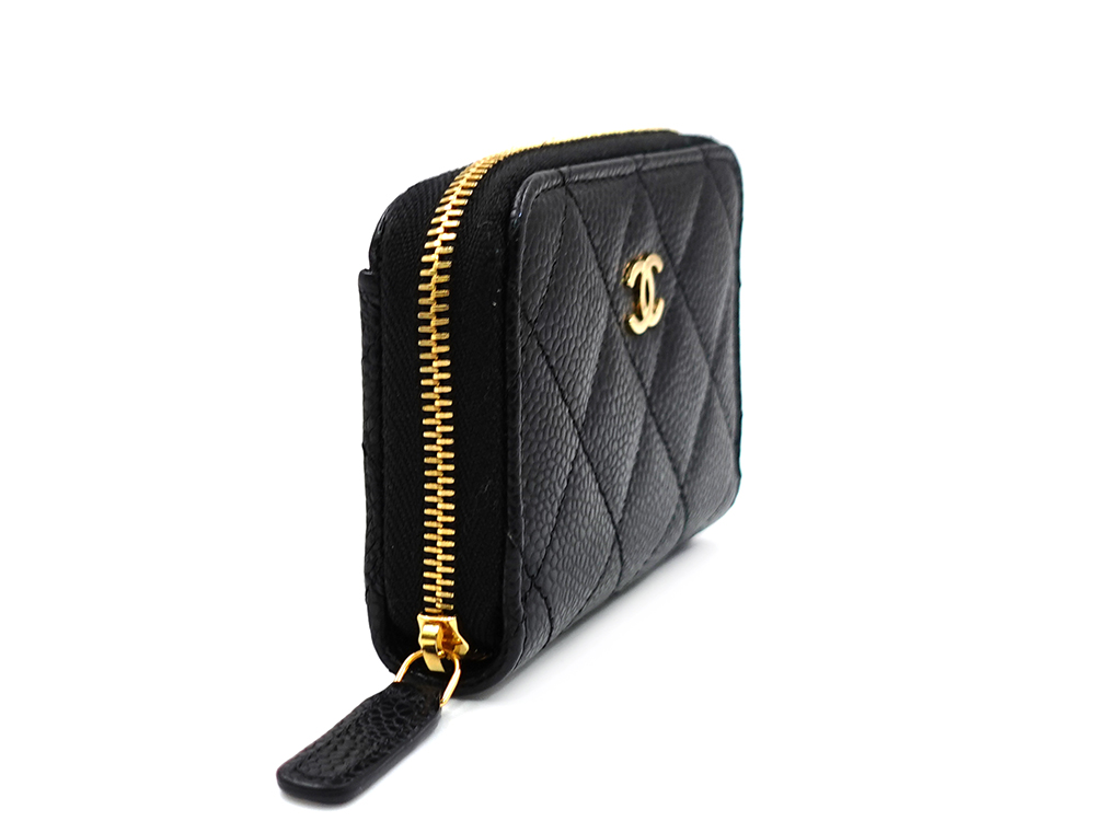 シャネル クラシック ジップ コインパース ブラック AP0216 側面