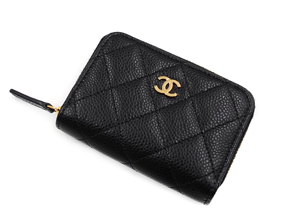 シャネル クラシック ジップ コインパース ブラック AP0216 上面