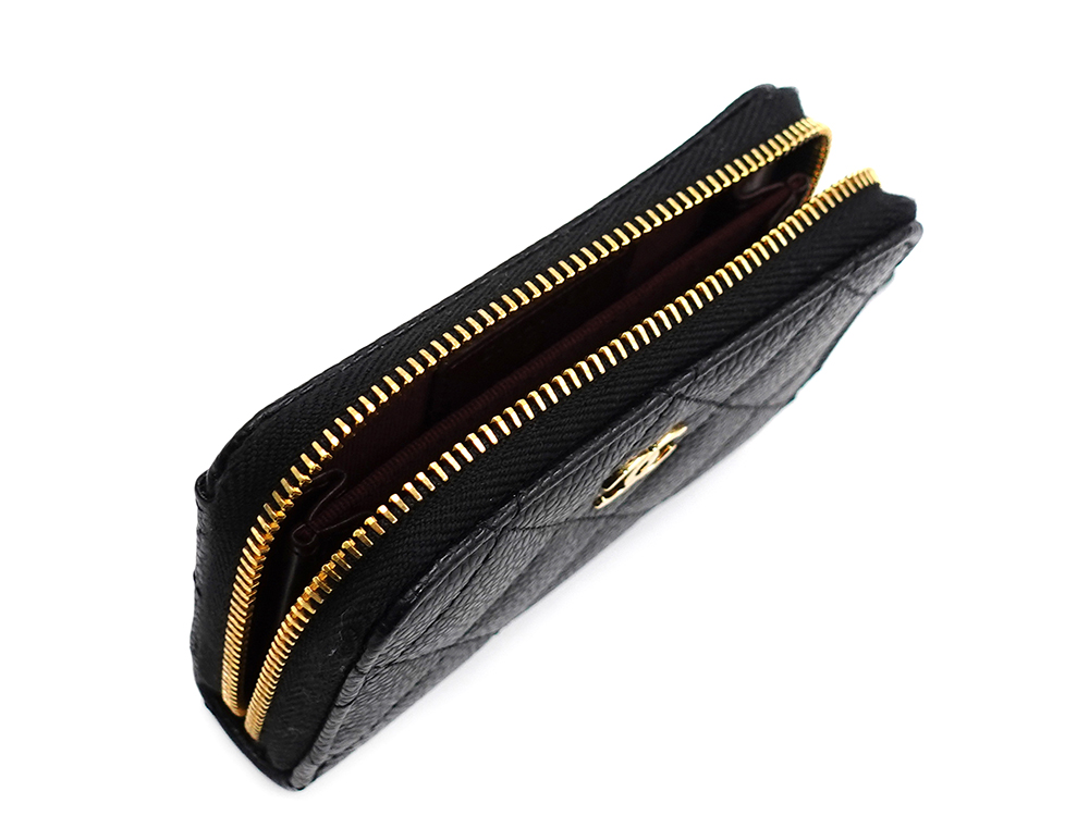 シャネル クラシック ジップ コインパース ブラック AP0216 開口部開