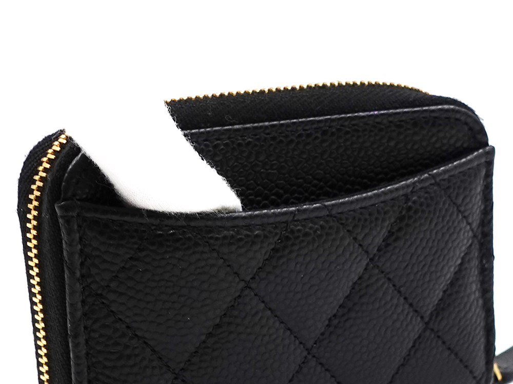 シャネル クラシック ジップ コインパース ブラック AP0216 オープンポケット