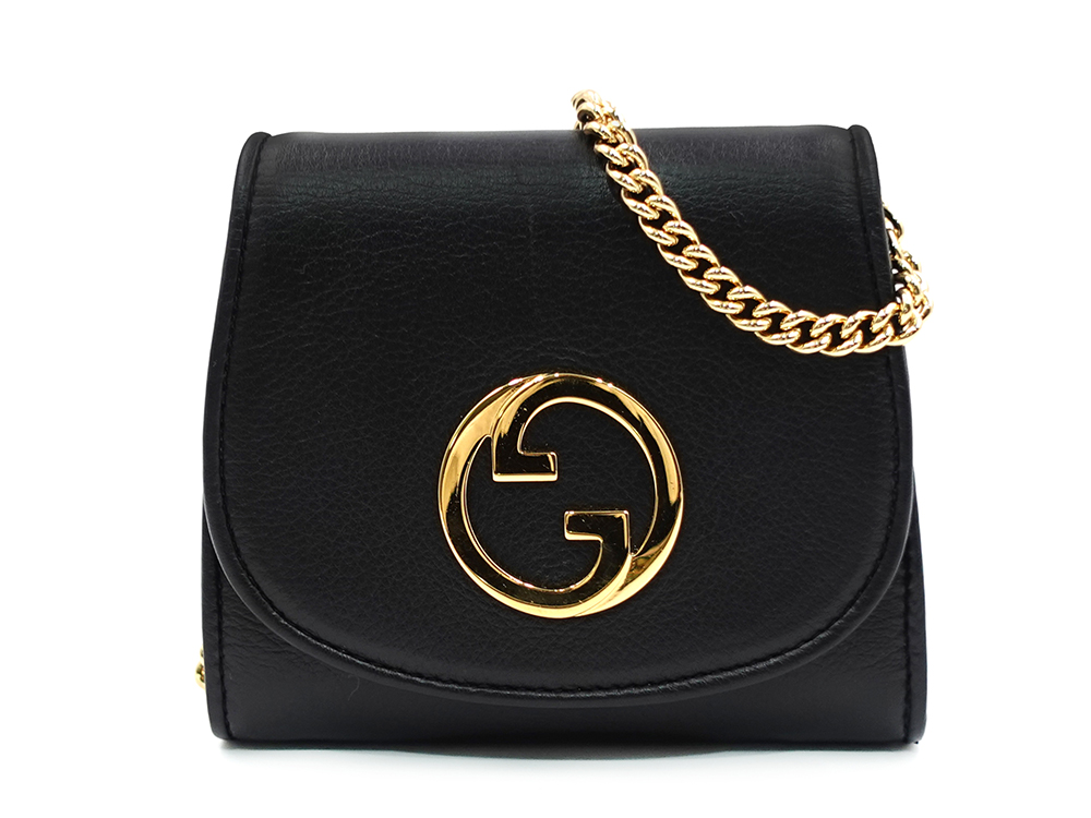 グッチ ブロンディ ミディアム チェーンウォレット ブラック 725219 正面01