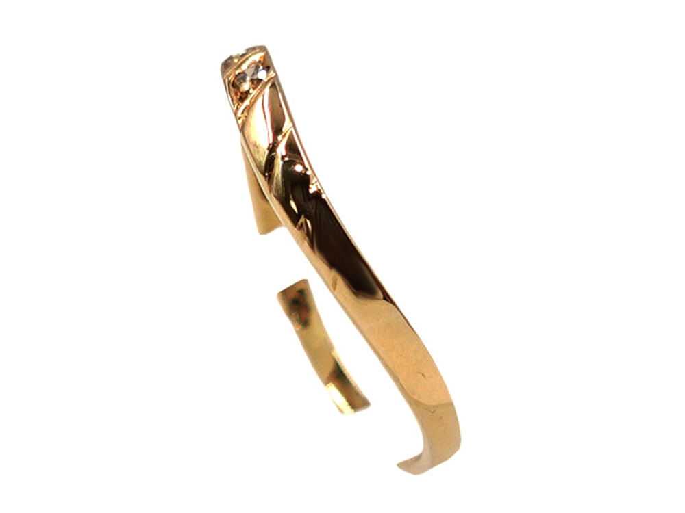 ジュエリー イエローゴールド ウェーブ ダイヤモンド リング ダイヤ0.04ct 1.3g 側面01