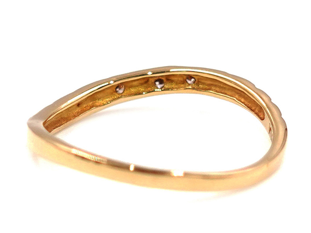 ジュエリー イエローゴールド ウェーブ ダイヤモンド リング ダイヤ0.04ct 1.3g 背面